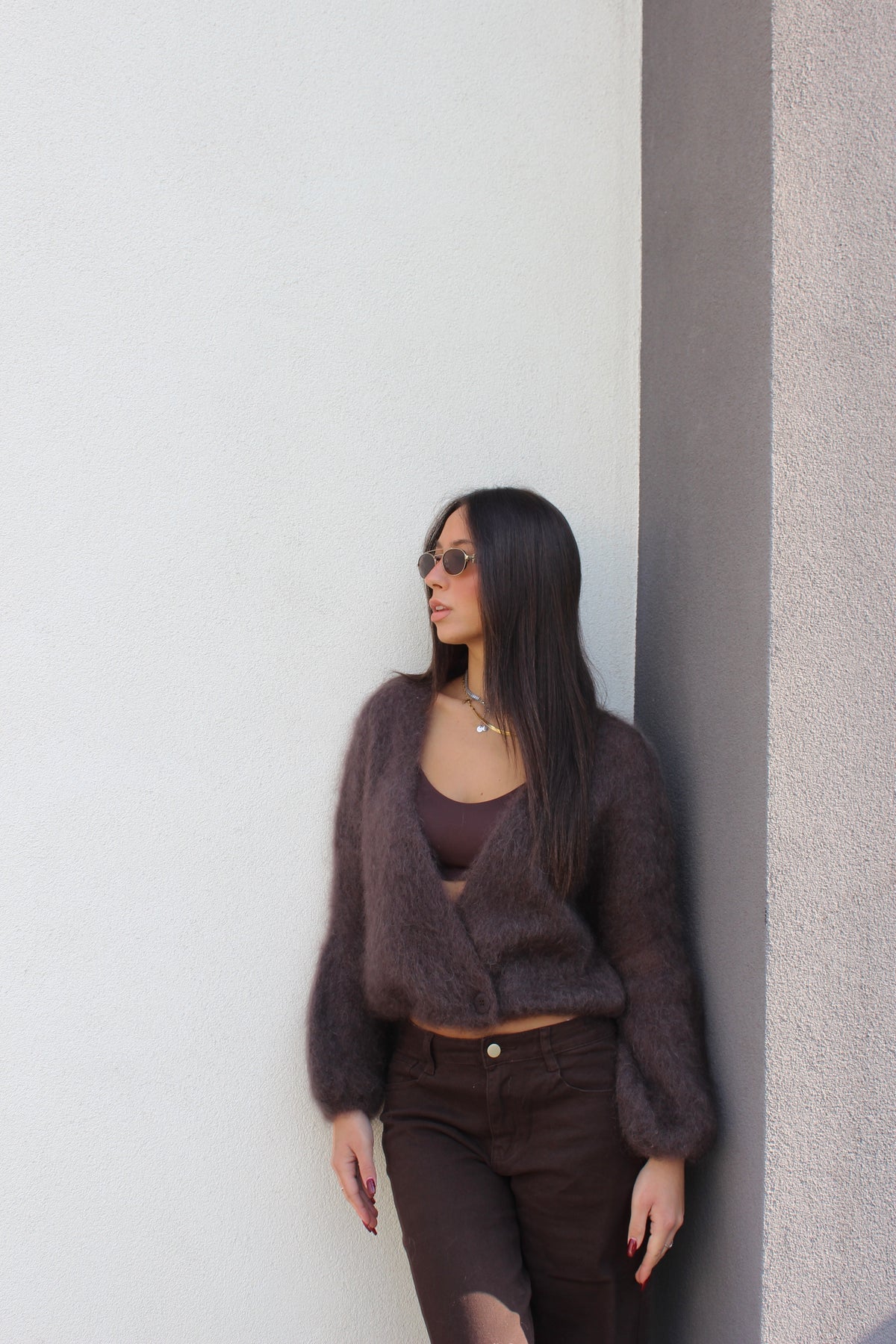 Cardigan midi cioccolato