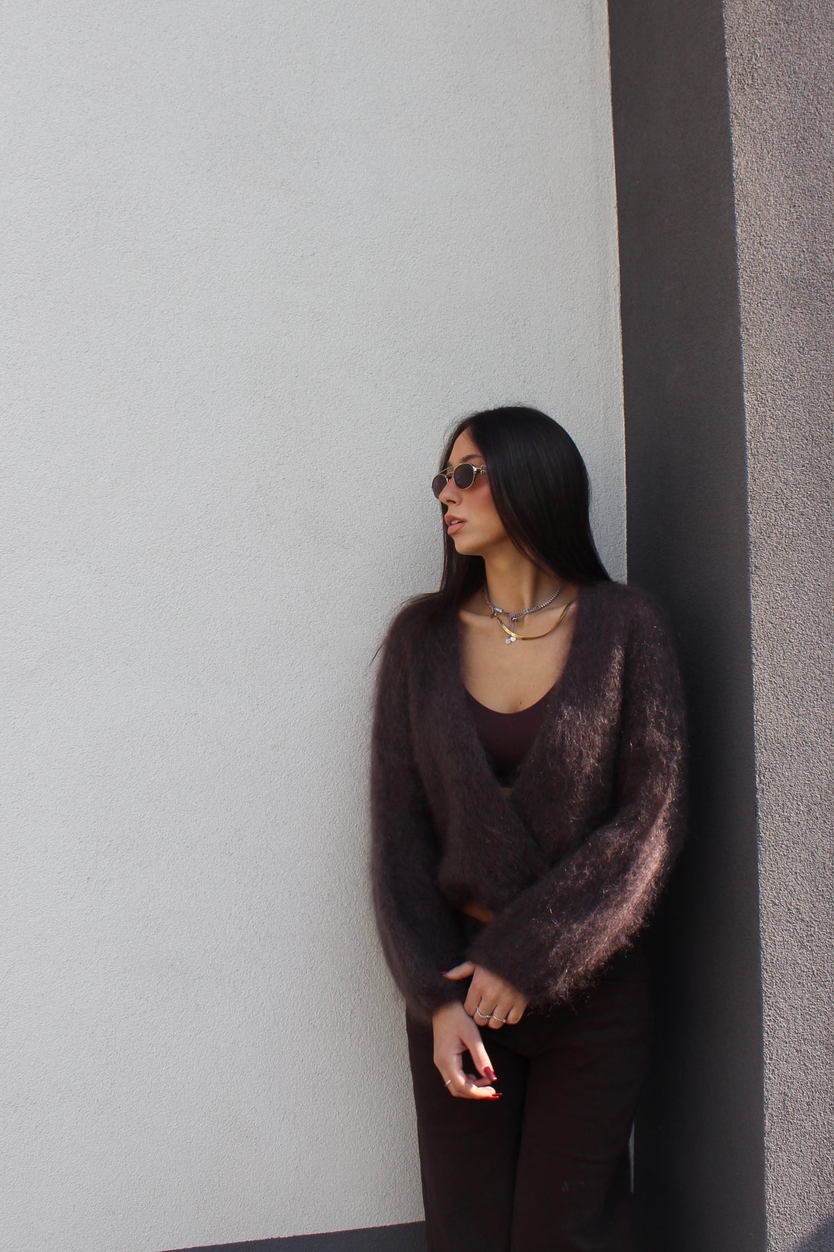 Cardigan midi cioccolato