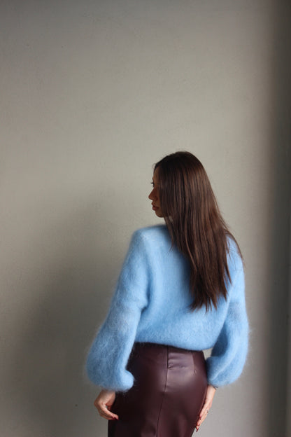 Cardigan midi azzurro
