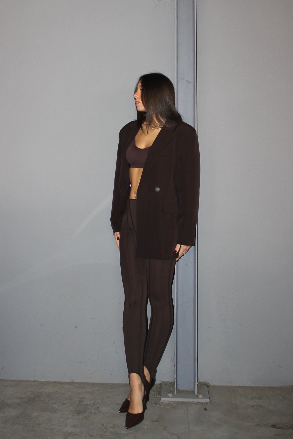 Leggings staffa steccato cioccolato